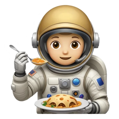 A person in a spacesuit eating a meal sticker