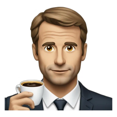 macron avec un café sticker