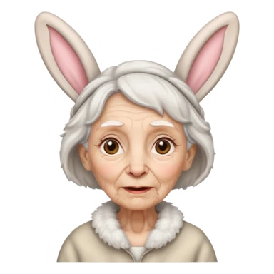 old woman with bunny ears sticker