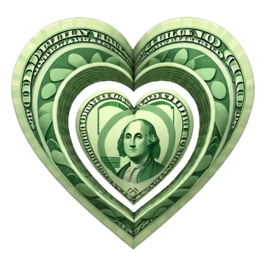 A heart of dollars sticker