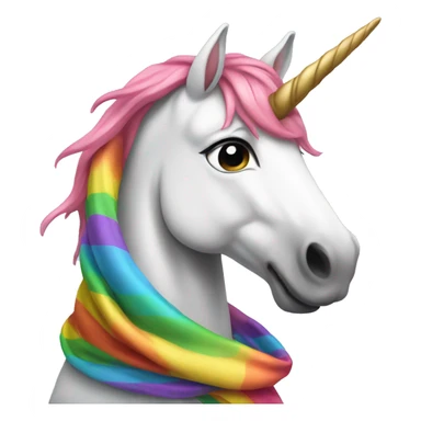 Unicorn wearing a rainbow scarf sticker