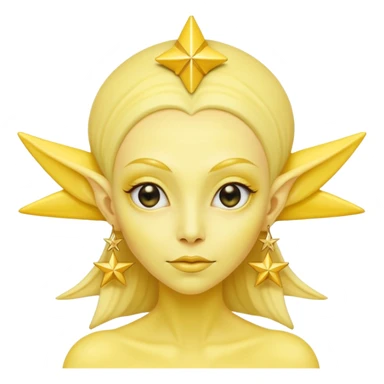 yellow alien woman with golden star earrings sticker