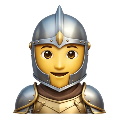 Clash of Clans aesthetic Playful Knight Portrait Emoji, Head tilted with a subtle, cheeky smile peeking from beneath an open helm, showcasing a compact, stylized armored build with bright, expressive eyes in natural skin tone, Simplified yet irresistibly charming features, highly detailed, glowing with a warm, inviting metallic glow, high shine, spirited and approachable, stylized with an air of whimsical chivalry, soft glowing outline, capturing the essence of a playful knight exuding friendly valor! sticker