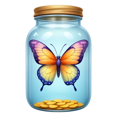 A translucid butterfly traped in a jar sticker