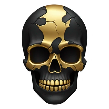 black skull with golden cracks sticker