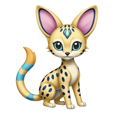 Colorful Marked Randomly Patterned Exotic Meloetta-Serval-Cresselia-Palkia-Stitch-Fakémon-creature-hybrid sticker