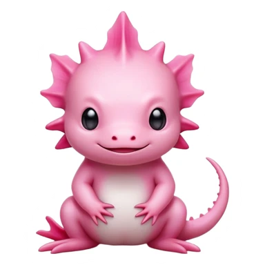 cinematic-[axolotl]-realistic-full-body-sitting-emoji,-head-tilted-dramatically,-pink skin,-simplified-yet-realistic-focused-features,-highly-detailed,-glowing-with-an-almost-sarcastic-glow sticker
