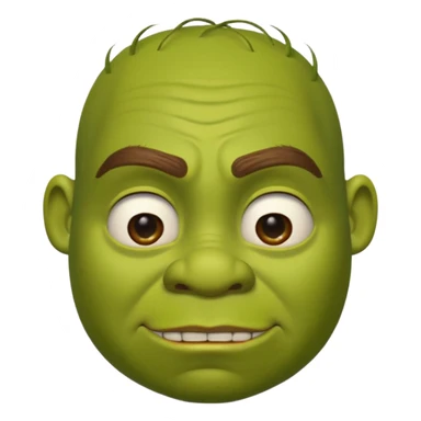 Shrek emoji face showing a 🤨 sticker