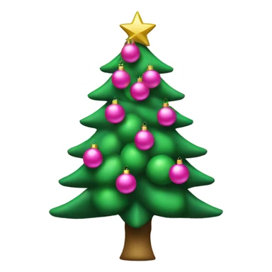 Green Christmas tree with pink balls sticker
