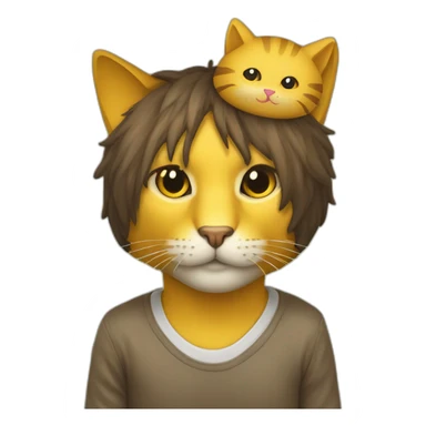 Coussin jaune avec un chat dessus sticker