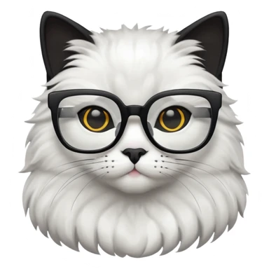 black cat full body wearing white glasses with square modern frames sticker
