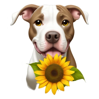Pit bull holding a sunflower  sticker