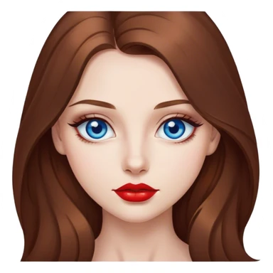beautiful girl long brown hair , blue eyes, with red lips and eyed lines  sticker