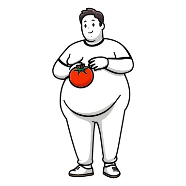 pregnant man with tomato belly sticker