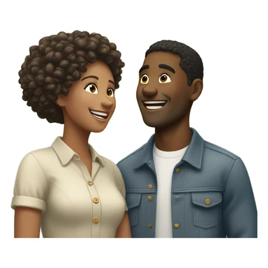 happy interracial couple outdoors sticker