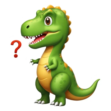 t-rex with a question mark sticker