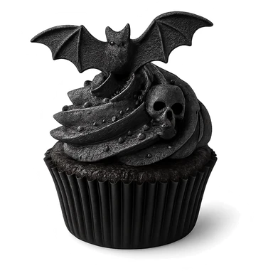 Gothic cupcake in photorealism style, no background sticker