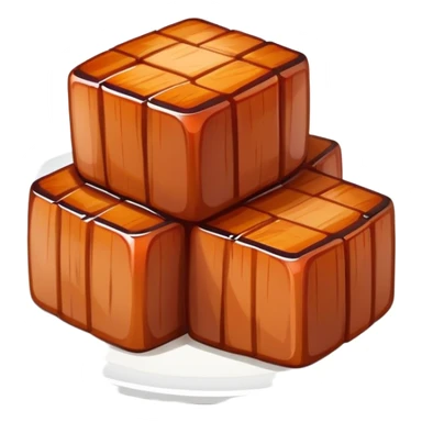 Hangzhou Dongpo Pork braised pork belly cubes, simplified emoji style with bold outlines and bright colors, cartoon style Chinese meat dish sticker