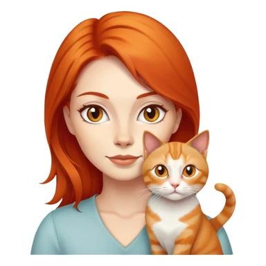 Mulher ruiva com gato laranja e gato siamês  sticker
