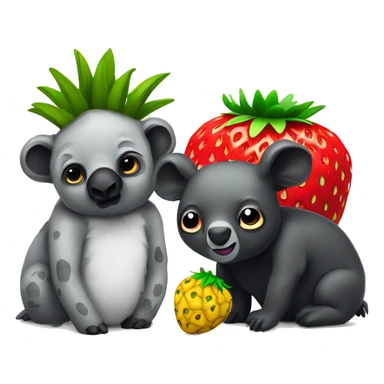 An ananas cow and a goth strawberry koala being best friends sticker