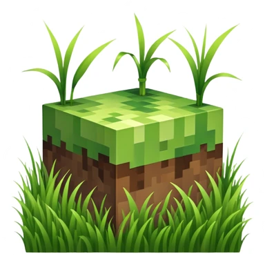 Minecraft grass block, square shape, brown and green, smooth sticker