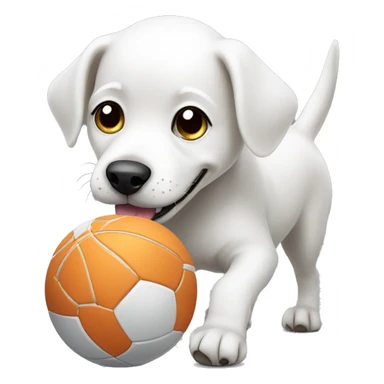 White dog playing with a ball sticker