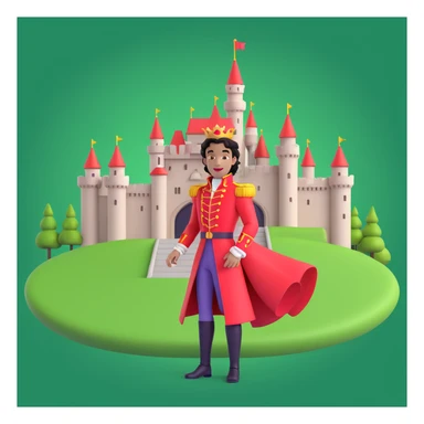 prince in red dress, royal castle background sticker
