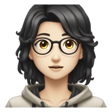 FEMALE,SHSL MATHEMATICIAN,BLACK EYES,BLACK HAIR LONG,USE GLASSES,TAN SKIN DANGANRONPA OC sticker