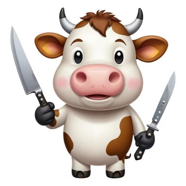 Cow holding knife menacingly  sticker