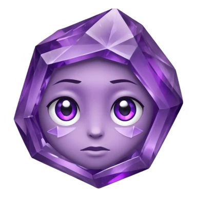 Single gemstone amethyst character rock, with carved facets with eyes beautiful sticker