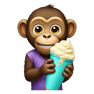Monkey with ice cream sticker