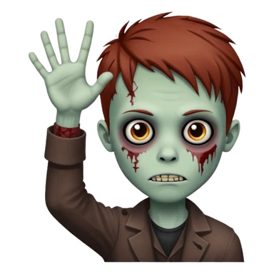 Emo-style zombie boy with reddish-brown hair making the west side sign with his hand  sticker