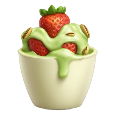 Pistachio cream covered strawberries in a cup  sticker