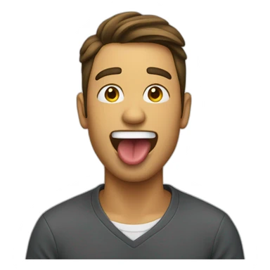 guy sticking tongue in ear sticker