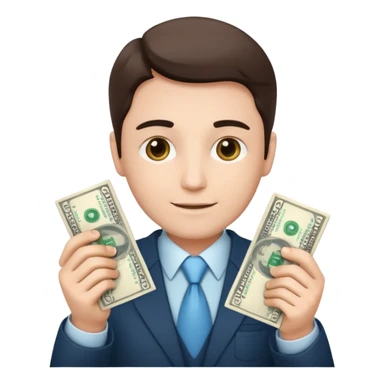 CEO with money in his hands donating to hospital sticker