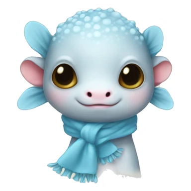 Axolotl wearing a baby blue scarf sticker