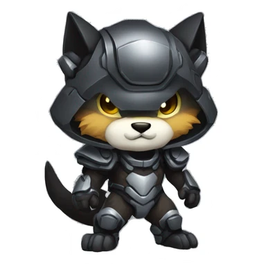 Anthro Kawaii Chibi Protogen with a black visor face full body sticker