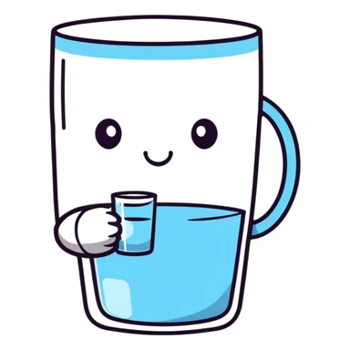 Character drinking a glass of water, hydration sticker