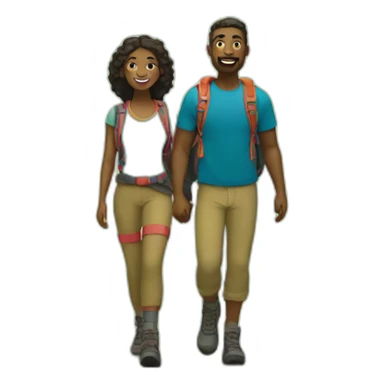 couple hiking in forest sticker