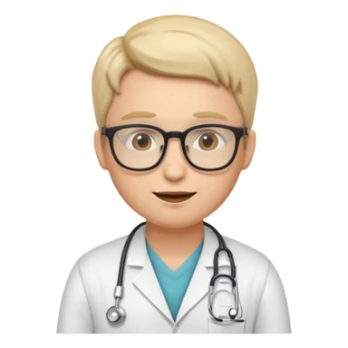animated apple-style emoji of a programmer with a laptop talking to a doctor sticker