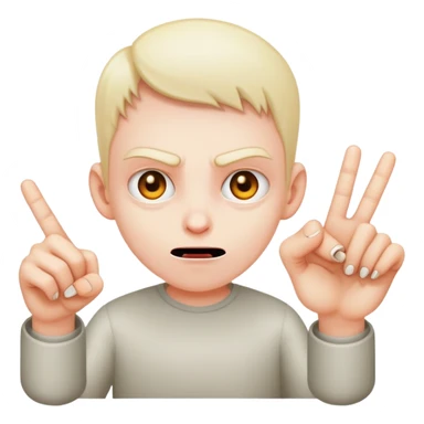 Evil finger tapping with face sticker