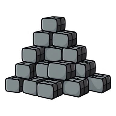 Pile of coal briquettes, solid fuel sticker