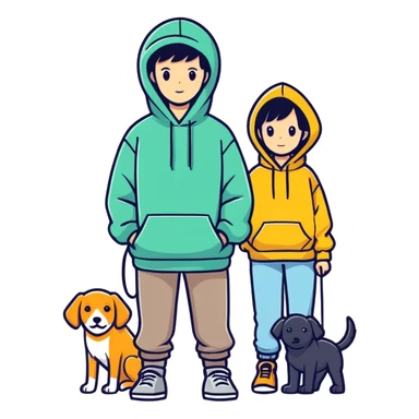 Me and my wife wearing dog hoodies sticker