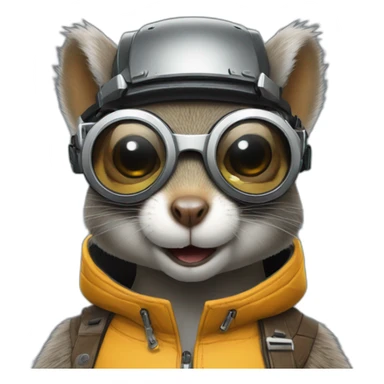 squirrel wearing cyberpunk googles sticker