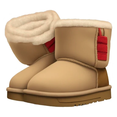 Ugg platform camel colored slippers with thin red line on the cuff sticker