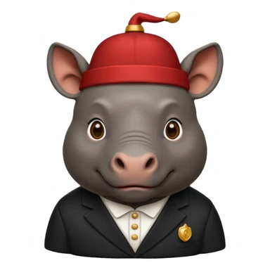 black suited rhino with fes hat sticker