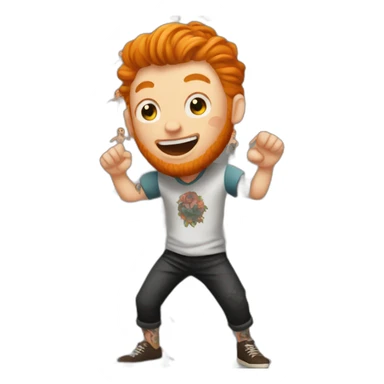 ginger guy covered with tattoos doing cool dance move sticker