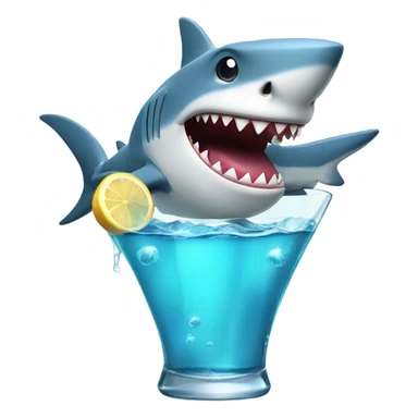 Cartoon shark with a drink in hand sticker