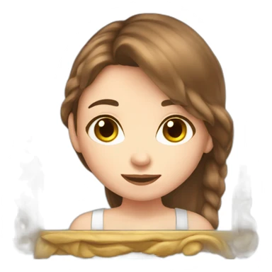 fair white skinned girl with brown hair taking a mirror selfie  sticker