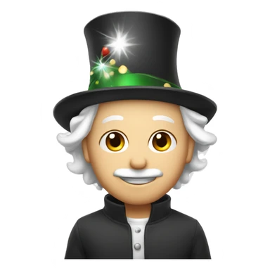 White shpitz wearing new year hat sticker